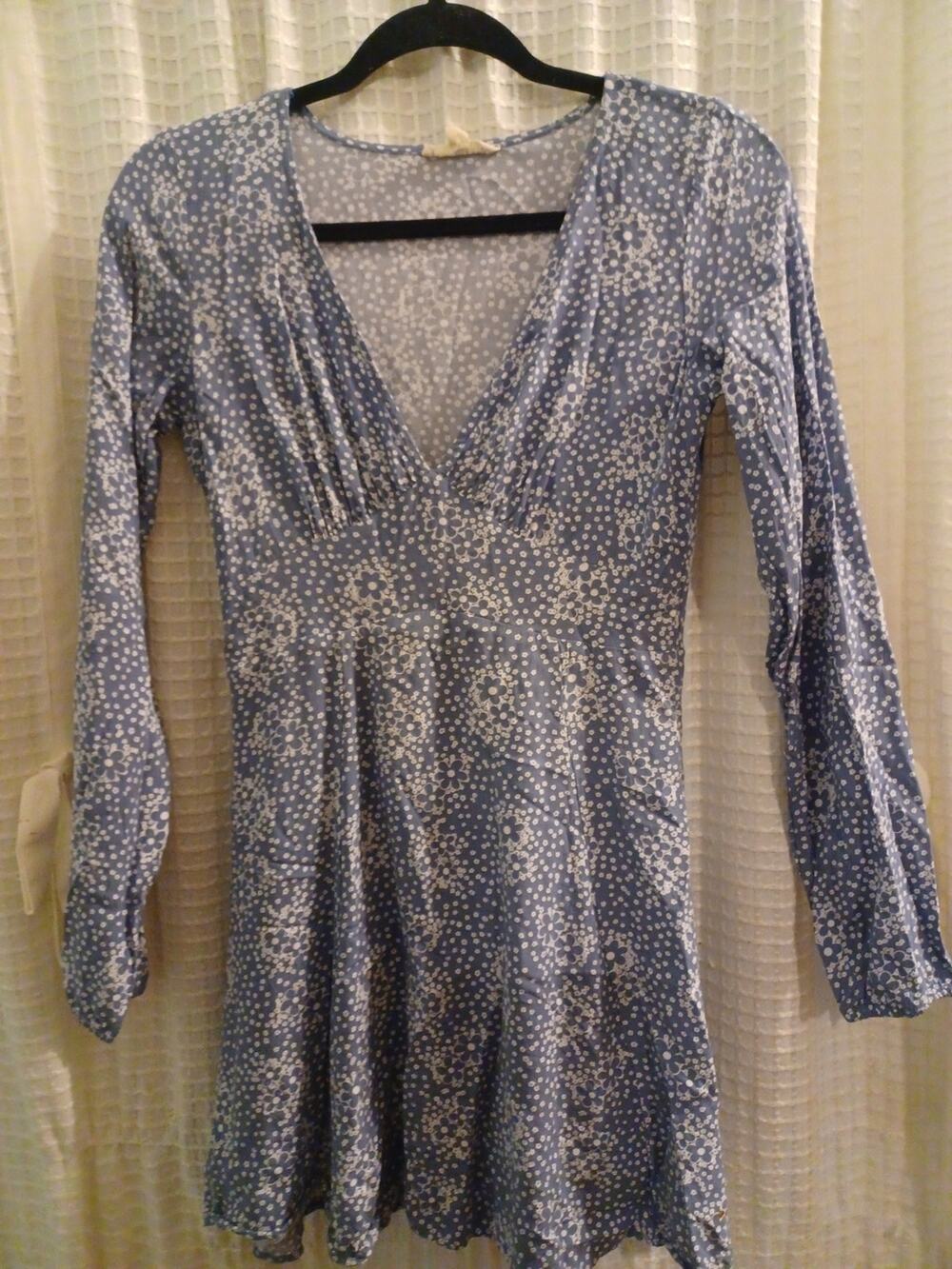 L.A. Hearts Blue Floral V-Neck Long Sleeve Dress